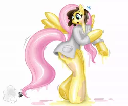 Size: 980x815 | Tagged: safe, artist:redflare500, banned from derpibooru, deleted from derpibooru, derpibooru import, fluttershy, anthro, balloon pony, inflatable pony, inanimate object tf, inanimate tf, inflatable, transformation