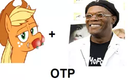 Size: 507x316 | Tagged: safe, banned from derpibooru, deleted from derpibooru, derpibooru import, applejack, crossover, crossover shipping, exploitable meme, female, jappleack, male, meme, otp, samuel l jackson, shipping, straight