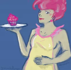 Size: 1280x1264 | Tagged: suggestive, artist:demdoodles, banned from derpibooru, deleted from derpibooru, derpibooru import, cup cake, human, 30 minute art challenge, apron, clothes, cupcake, food, humanized