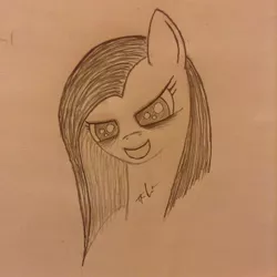 Size: 1936x1936 | Tagged: safe, artist:pyravia, banned from derpibooru, deleted from derpibooru, derpibooru import, pinkie pie, bust, devious, evil grin, grin, monochrome, pencil drawing, pinkamena diane pie, portrait, sketch, smiling, solo, traditional art