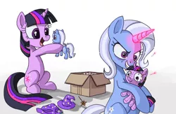Size: 1200x780 | Tagged: safe, artist:ponykillerx, banned from derpibooru, deleted from derpibooru, derpibooru import, trixie, twilight sparkle, pin, plushie, voodoo doll