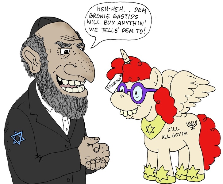 Size: 1200x990 | Tagged: safe, banned from derpibooru, deleted from derpibooru, derpibooru import, twist, alicorn drama, antisemitism, comic, drama, hasbro, image, jew, jpeg, judaism, le happy merchant, parody, political cartoon, political comic, racism, wat