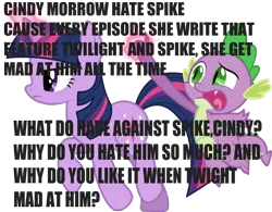 Size: 1600x1248 | Tagged: safe, banned from derpibooru, deleted from derpibooru, derpibooru import, spike, twilight sparkle, drama, spike drama, text, troll