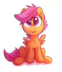 Size: 668x768 | Tagged: dead source, safe, artist:blitzpony, banned from derpibooru, deleted from derpibooru, derpibooru import, scootaloo, cute, cutealoo, happy, sitting, smiling, solo