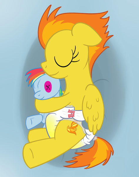 Size: 1576x2005 | Tagged: questionable, artist:vitriolink, banned from derpibooru, deleted from derpibooru, derpibooru import, rainbow dash, spitfire, diaper, diaper fetish, doll, fetish, pissing, toy, urine, wetting