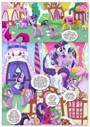 Size: 1024x1447 | Tagged: safe, artist:bbmbbf, banned from derpibooru, deleted from derpibooru, derpibooru import, berry punch, berryshine, lemon hearts, rarity, sassaflash, seafoam, sea swirl, spike, twilight sparkle, comic:a lesson on benefits, equestria untamed, butt, comic, eyes on the prize, female, lesbian, palcomix, plot, sassaswirl, shipping