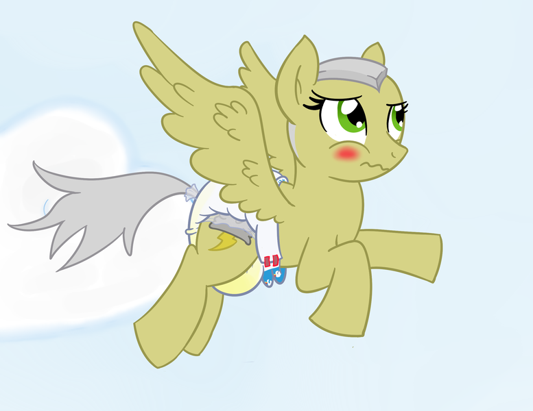 Size: 2338x1806 | Tagged: questionable, artist:vitriolink, banned from derpibooru, deleted from derpibooru, derpibooru import, oc, oc:punk cloud, unofficial characters only, pegasus, pony, diaper, diaper fetish, fetish, urine, wet, wet diaper