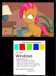 Size: 651x876 | Tagged: safe, banned from derpibooru, deleted from derpibooru, derpibooru import, babs seed, lightning dust, bad gift meme, exploitable meme, meme, microsoft, windows, windows 3.1, windows crap edition