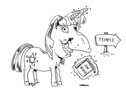 Size: 615x462 | Tagged: safe, artist:trips-ocho, banned from derpibooru, deleted from derpibooru, derpibooru import, twilight sparkle, antisemitism, black and white, book, grayscale, jew, jewnicorn, le happy merchant, monochrome, racism, stereotype