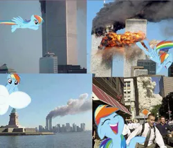 Size: 555x475 | Tagged: grimdark, banned from derpibooru, deleted from derpibooru, derpibooru import, rainbow dash, 9/11, image, jpeg, we are going to hell, world trade center