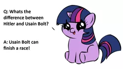 Size: 1194x668 | Tagged: safe, banned from derpibooru, deleted from derpibooru, derpibooru import, twilight sparkle, exploitable meme, female, filly, filly twilight sparkle, filly twilight telling an offensive joke, forced meme, funny, joke, meme, obligatory pony, younger