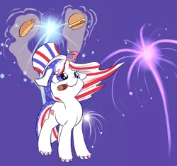 Size: 921x867 | Tagged: safe, artist:handsockz, banned from derpibooru, deleted from derpibooru, derpibooru import, oc, ponified, unofficial characters only, pony, 4th of july, burger, cheeseburger, cigar, fireworks, food, hamburger, hat, holiday, hot dog, independence day, meat, murica, nation ponies, sausage, solo, united states