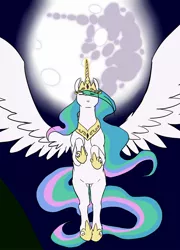 Size: 1280x1776 | Tagged: safe, artist:ajue, banned from derpibooru, deleted from derpibooru, derpibooru import, princess celestia, mare in the moon, moon, solo