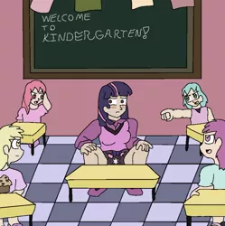 Size: 892x895 | Tagged: safe, banned from derpibooru, deleted from derpibooru, derpibooru import, dinky hooves, twilight sparkle, human, diaper, humanized, magic kindergarten