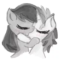 Size: 913x901 | Tagged: safe, artist:chaotixdemon, banned from derpibooru, deleted from derpibooru, derpibooru import, octavia melody, vinyl scratch, female, kissing, lesbian, scratchtavia, shipping