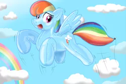 Size: 1000x666 | Tagged: safe, artist:redflare500, banned from derpibooru, deleted from derpibooru, derpibooru import, rainbow dash, balloon pony, inflatable pony, pony, pooltoy pony, cute, female, flying, image, inflatable, looking at you, mare, png, pool toy, seams, solo, worried