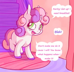 Size: 1250x1216 | Tagged: dead source, safe, artist:handsockz, banned from derpibooru, deleted from derpibooru, derpibooru import, sweetie belle, hooves, morning ponies, solo, this will end in fire, unshorn fetlocks