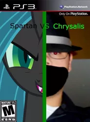 Size: 586x793 | Tagged: safe, banned from derpibooru, deleted from derpibooru, derpibooru import, queen chrysalis, oc, human, cover, hat, irl, irl human, naruto, non-mlp oc, photo, playstation 3, sharingan, trilby