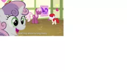 Size: 2732x1536 | Tagged: safe, banned from derpibooru, deleted from derpibooru, derpibooru import, edit, edited screencap, screencap, sweetie belle, caption, meme, youtube caption