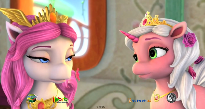 Size: 1254x670 | Tagged: safe, banned from derpibooru, deleted from derpibooru, derpibooru import, filly elf, unicorn, unicorn filly, bedroom eyes, bella (filly funtasia), crown, female, filly funtasia, filly funtasia promo videos, jewelry, regalia, rose (filly funtasia), screencap from another series, the cupcake mystery (filly funtasia)