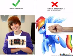 Size: 640x493 | Tagged: safe, artist:thealrog6, banned from derpibooru, deleted from derpibooru, derpibooru import, rainbow dash, drama, hate, hater, justin bieber, op is a faggot, vulgar