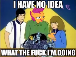 Size: 640x480 | Tagged: safe, banned from derpibooru, deleted from derpibooru, derpibooru import, scootaloo, caption, chickun, exploitable meme, faic, forced meme, meme