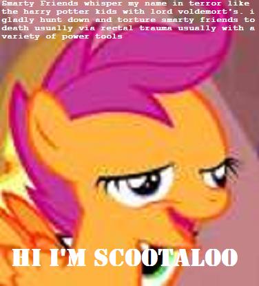 Size: 376x416 | Tagged: grimdark, questionable, banned from derpibooru, deleted from derpibooru, derpibooru import, scootaloo, chickun, exploitable meme, faic, forced meme, meme