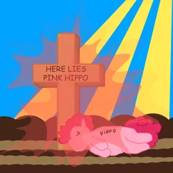 Size: 894x894 | Tagged: safe, artist:pewdie-rarity, banned from derpibooru, deleted from derpibooru, derpibooru import, hippopotamus, background pony strikes again, grave, lol, ms paint, pewdie-equestria, pewdie-rarity, religion, solo, wtf