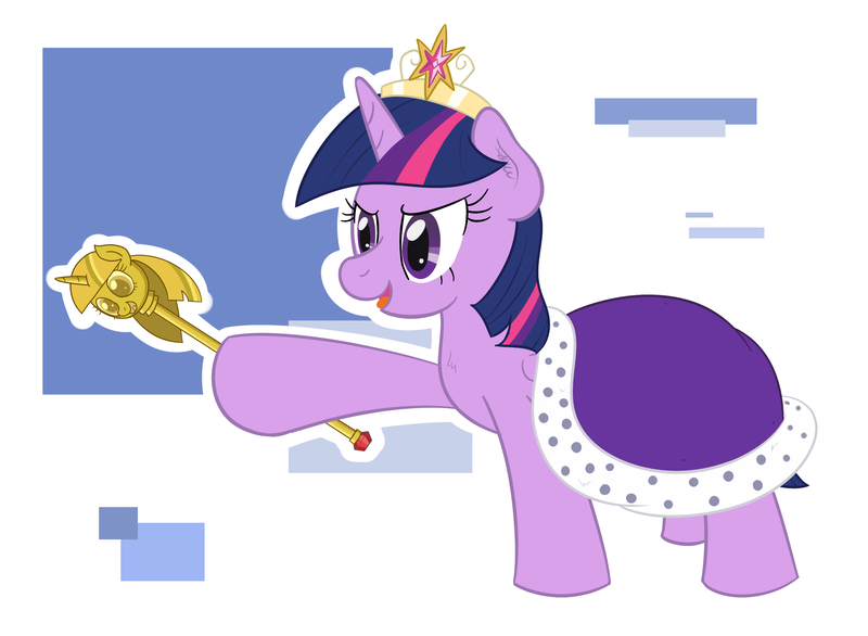 Size: 2545x1865 | Tagged: safe, artist:vitriolink, banned from derpibooru, deleted from derpibooru, derpibooru import, twilight sparkle, twilight sparkle (alicorn), alicorn, pony, princess twilight sparkle (episode), big crown thingy, clothes, element of magic, female, jewelry, mare, regalia, robe, scepter, solo, twilight scepter