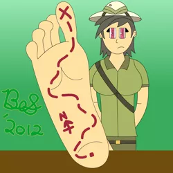 Size: 728x728 | Tagged: safe, artist:b-cacto, banned from derpibooru, deleted from derpibooru, derpibooru import, daring do, human, feet, fetish, foot fetish, humanized, soles, solo, stylistic suck