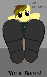 Size: 247x398 | Tagged: suggestive, artist:hansomedadude, banned from derpibooru, deleted from derpibooru, derpibooru import, oc, anthro, animated, boots, clothes, feather, feet, fetish, foot fetish, interactive, laughing, shoes, socks, solo, tickling