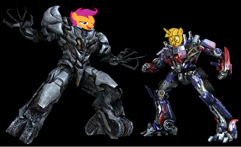 Size: 1278x781 | Tagged: safe, banned from derpibooru, deleted from derpibooru, derpibooru import, scootaloo, twilight sparkle, princess twilight sparkle (episode), season 4, chickun, chickun vs twilight scepter, exploitable meme, faic, forced meme, megatron, meme, memeception, optimus prime, scepter, transformers, twilight scepter