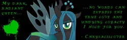 Size: 600x190 | Tagged: safe, artist:chrysalislover, banned from derpibooru, deleted from derpibooru, derpibooru import, queen chrysalis, chrysalislover is at it again, signature, solo, vector