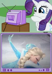 Size: 564x800 | Tagged: safe, banned from derpibooru, deleted from derpibooru, derpibooru import, rarity, spoiler:frozen, spoiler:movies, anna, disney, elsa, exploitable meme, frozen, frozen (movie), meme, obligatory pony, tearjerker, tv meme