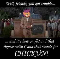 Size: 480x468 | Tagged: safe, banned from derpibooru, deleted from derpibooru, derpibooru import, scootaloo, chickun, exploitable meme, faic, forced meme, meme, the music man