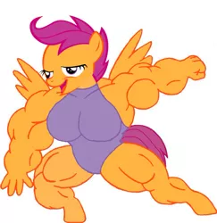 Size: 925x953 | Tagged: safe, banned from derpibooru, deleted from derpibooru, derpibooru import, scootaloo, chickun, exploitable meme, faic, forced meme, meme, muscles