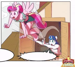 Size: 666x595 | Tagged: safe, artist:ajin, banned from derpibooru, deleted from derpibooru, derpibooru import, princess cadance, shining armor, anthro, epic wife tossing, fastball special