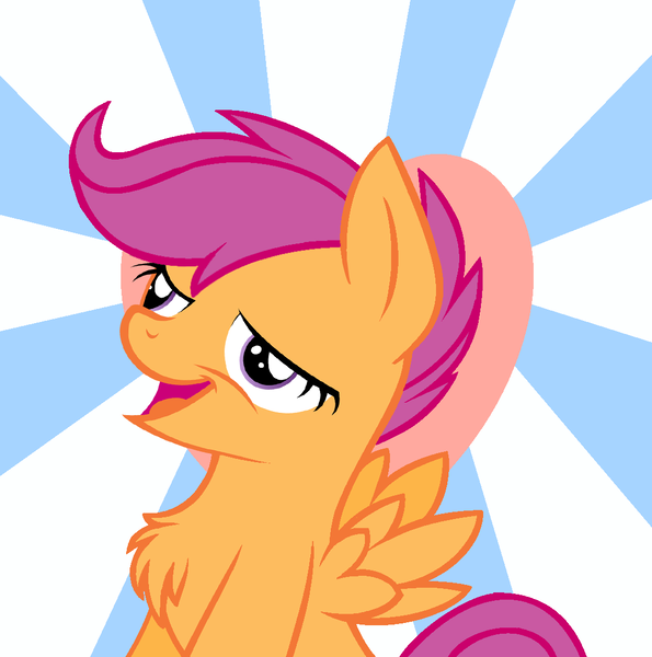 Size: 1090x1100 | Tagged: safe, banned from derpibooru, deleted from derpibooru, derpibooru import, scootaloo, chest fluff, chickun, exploitable meme, faic, forced meme, meme, solo