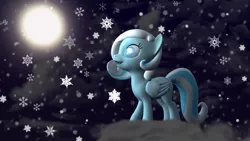 Size: 1366x768 | Tagged: safe, artist:pontuskay, banned from derpibooru, deleted from derpibooru, derpibooru import, oc, oc:snowdrop, unofficial characters only, 3d, cloud, cloudy, dark, gmod, moon, snow, snowfall, snowflake, solo, source filmmaker