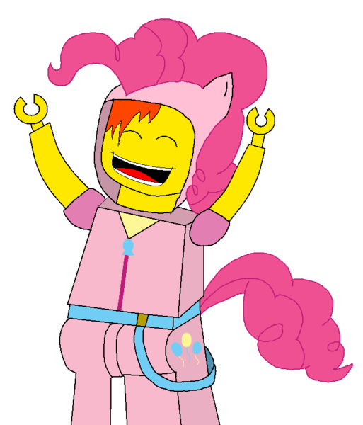 Size: 723x845 | Tagged: safe, artist:rockettheracer, banned from derpibooru, deleted from derpibooru, derpibooru import, pinkie pie, alpha team, clothes, cosplay, costume, flex, lego, minifig, solo
