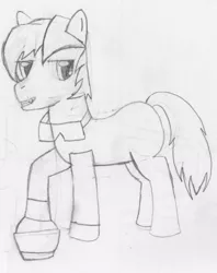 Size: 576x727 | Tagged: safe, artist:rockettheracer, banned from derpibooru, deleted from derpibooru, derpibooru import, ponified, pony, lego, lego racers, monochrome, rocket racer, solo, traditional art