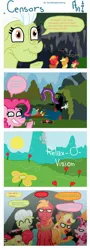 Size: 1024x2836 | Tagged: safe, artist:amarcato, banned from derpibooru, deleted from derpibooru, derpibooru import, apple bloom, applejack, big macintosh, granny smith, pinkie pie, rarity, crab, earth pony, giant crab, pony, pinkie apple pie, freakazoid, ketchup zombie, male, rarity fighting a giant crab, stallion