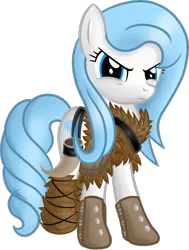 Size: 830x1100 | Tagged: safe, artist:vingamena, banned from derpibooru, deleted from derpibooru, derpibooru import, oc, oc:winter's wrath, unofficial characters only, pony, barbarian, boots, clothes, horn, shoes, simple background, solo, transparent background, viking