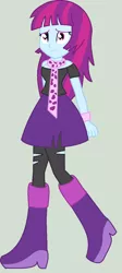 Size: 531x1182 | Tagged: safe, artist:sjart117, banned from derpibooru, deleted from derpibooru, derpibooru import, mystery mint, equestria girls, awkward, background human, ms paint, scared, solo, walking