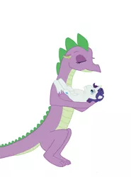 Size: 677x916 | Tagged: artist needed, safe, banned from derpibooru, deleted from derpibooru, derpibooru import, rarity, spike, adult, adult spike, barb, barlusive, elusive, female, hold, holding, male, older, older spike, rule 63, shipping, sparity, straight