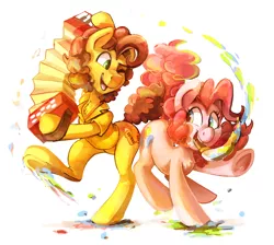 Size: 1068x956 | Tagged: safe, artist:blitzpony, banned from derpibooru, deleted from derpibooru, derpibooru import, cheese sandwich, pinkie pie, pinkie pride, accordion, cheesepie, female, male, musical instrument, paint, paint on fur, paintbrush, shipping, straight