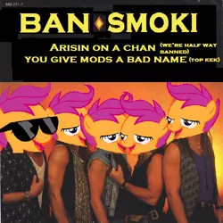 Size: 500x500 | Tagged: safe, banned from derpibooru, deleted from derpibooru, derpibooru import, scootaloo, ban smokey, bon jovi, chickun, exploitable meme, faic, forced meme, meme