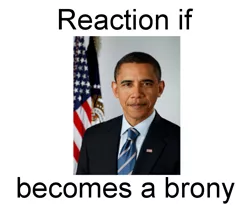 Size: 611x538 | Tagged: safe, banned from derpibooru, deleted from derpibooru, derpibooru import, human, barack obama, brony, exploitable meme, forced meme, meme, meta, reaction if, reaction if x becomes a brony, text