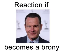 Size: 620x548 | Tagged: safe, banned from derpibooru, deleted from derpibooru, derpibooru import, bryan cranston, exploitable meme, forced meme, meme, meta, reaction if, reaction if x becomes a brony, text