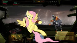 Size: 1271x711 | Tagged: safe, artist:samaritan, artist:wreky, banned from derpibooru, deleted from derpibooru, derpibooru import, fluttershy, battlemech, battletech, gimp, mwo